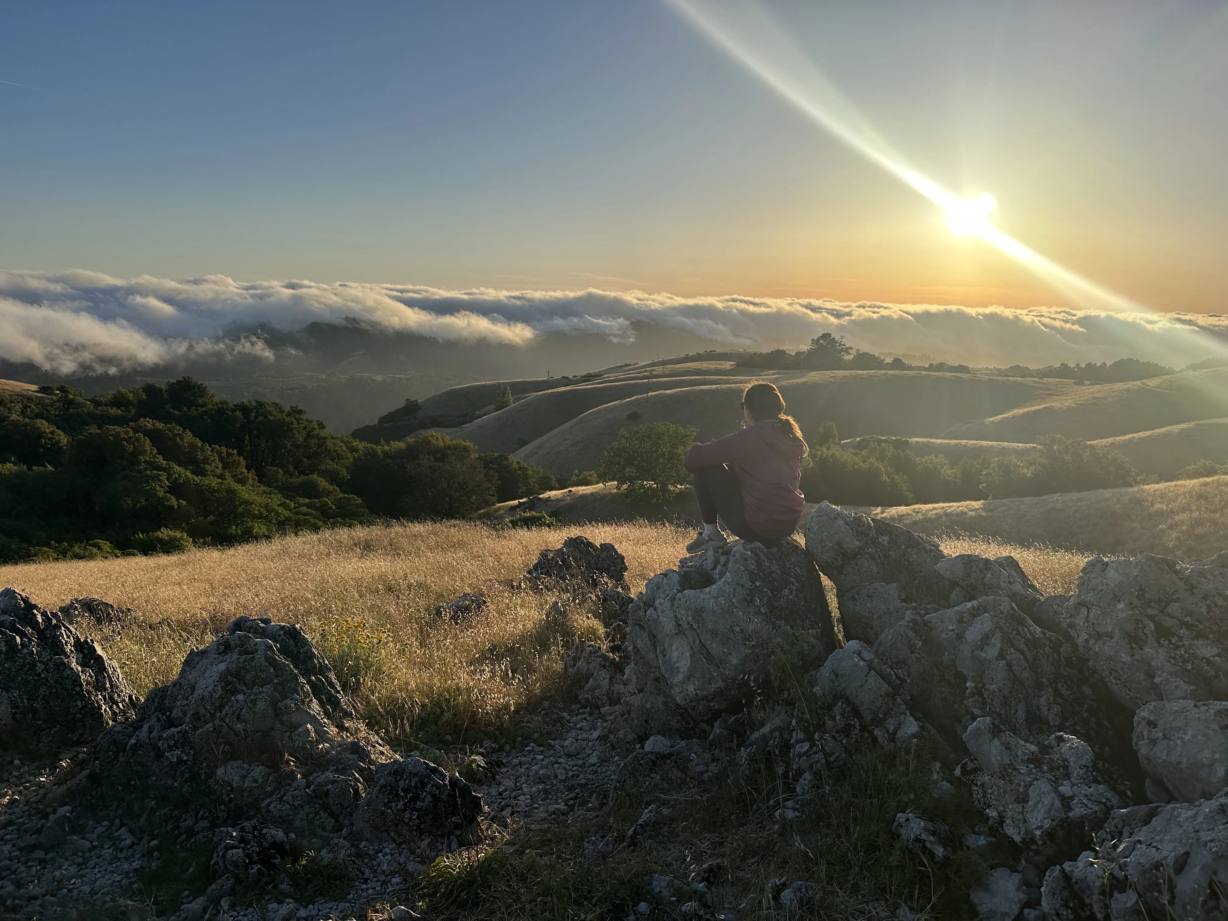 Me at Black mountain on a rock near sunset